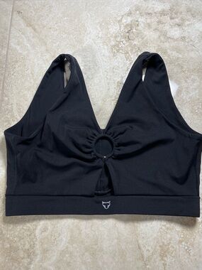 Black Tom Tiger Silver Ring-Detail Sports Bra Supportive Activewear Large